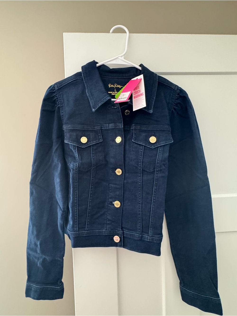 Lilly Pulitzer Laylani Navy Denim Jacket with Gold Buttons